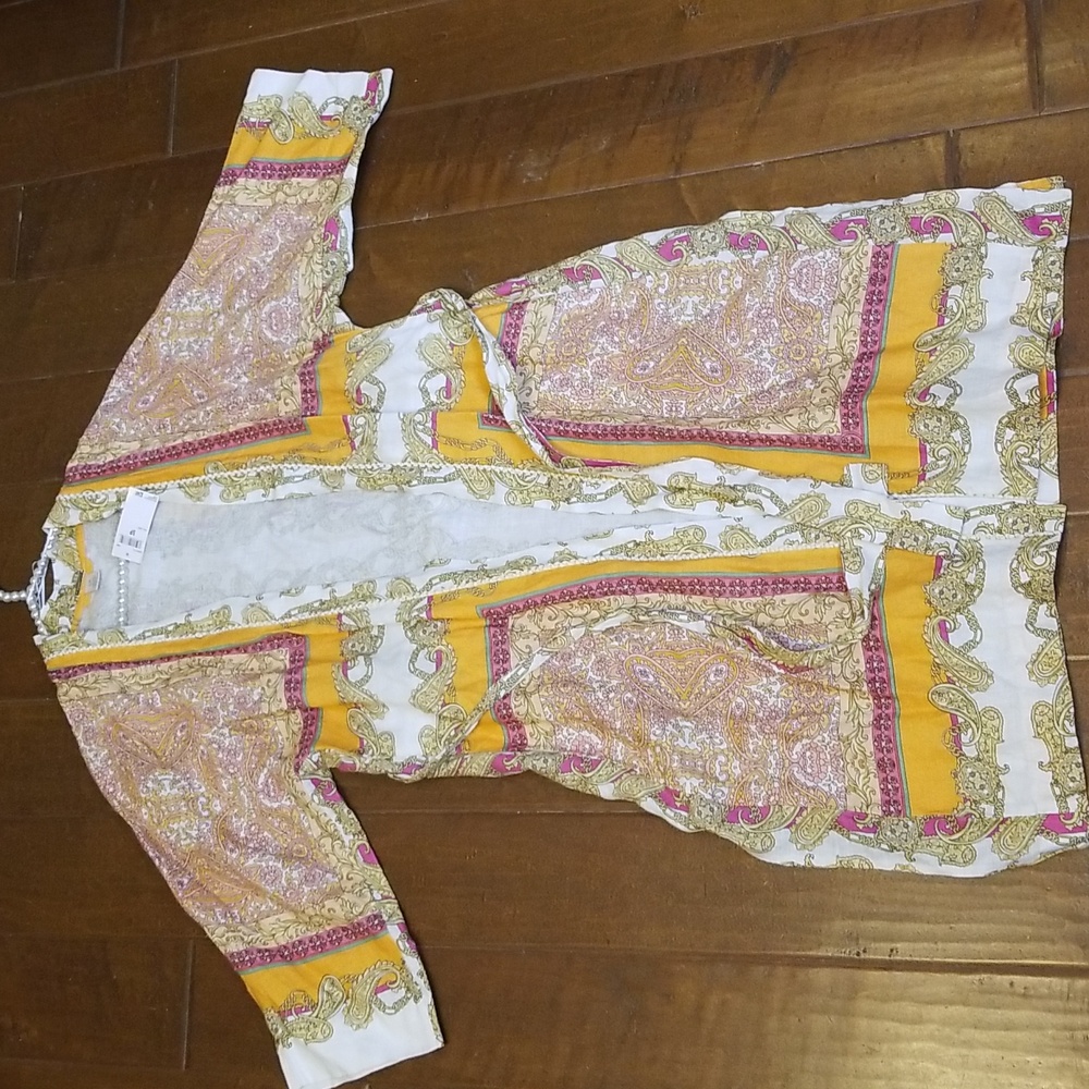 Magaschoni  Kimono Paisley Scarf Print 100% Linen NWT - Picture 5 of 12